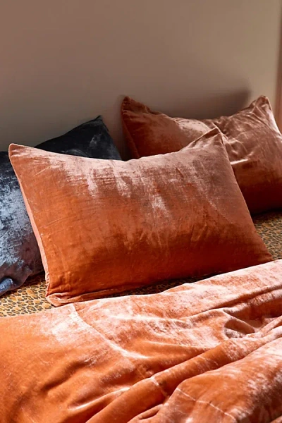 Urban Outfitters Skye Velvet Sham Set In Rust At  In Orange