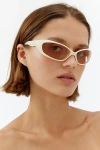 Urban Outfitters Slade Slim Plastic Shield Sunglasses In Cream, Women's At