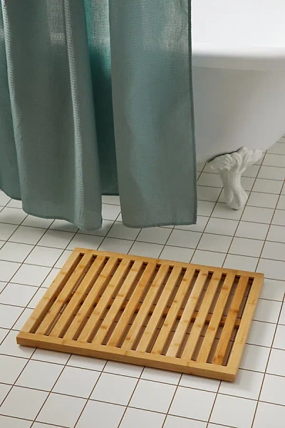 Urban Outfitters Slatted Bamboo Bath Mat In Natural At