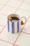 Urban Outfitters Sleeping Teddy Bear Sculpted Ceramic Mug In Blue Stripe At