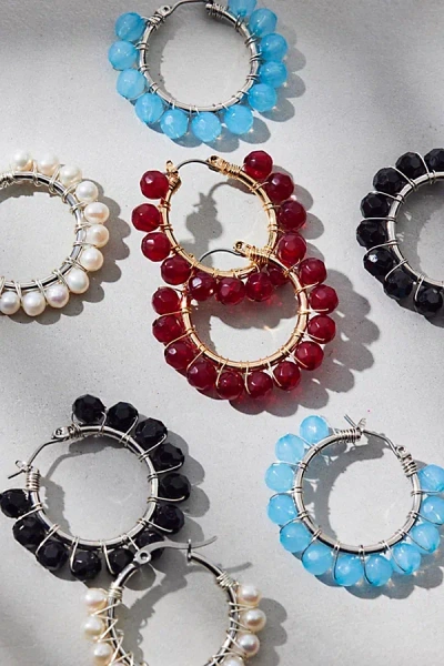 Urban Outfitters Small Beaded Hoop Earrings In Red, Women's At  In Multi