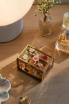 URBAN OUTFITTERS SMALL FLORAL GLASS TRINKET BOX IN PINK AT URBAN OUTFITTERS