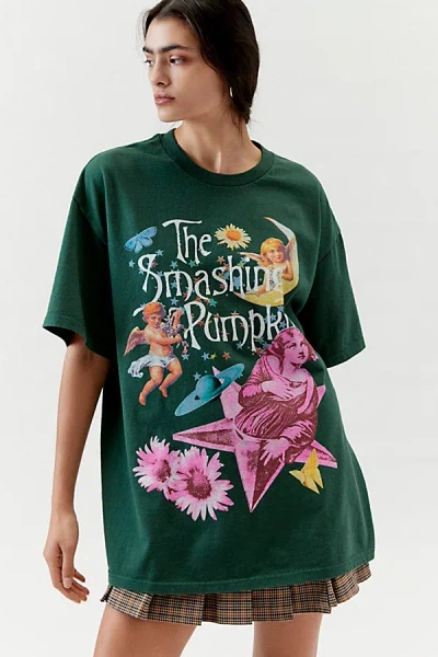 Urban Outfitters Smashing Pumpkins Collage T-shirt Dress In Green, Women's At