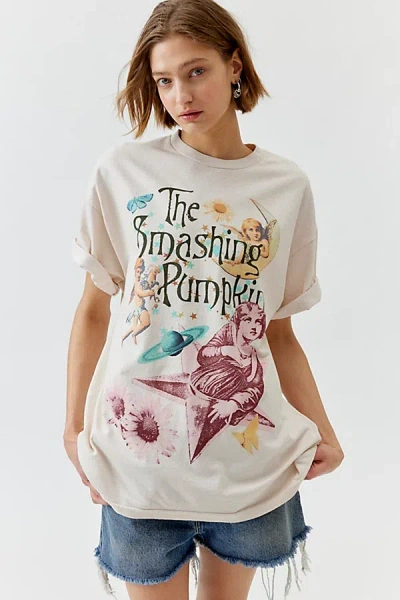 Urban Outfitters Smashing Pumpkins Collage T-shirt Dress In Ivory, Women's At