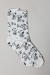 Urban Outfitters Snoopy All Over Print Crew Sock In Cream, Men's At  In Cream
