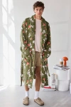 Urban Outfitters Snoopy & Mushroom Pattern Robe In Olive, Men's At  In Green