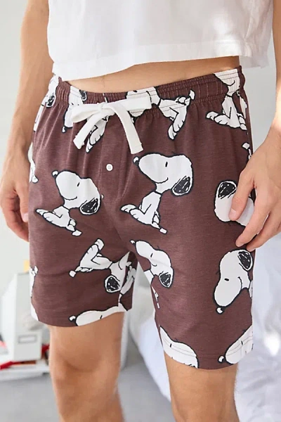 Urban Outfitters Snoopy Pattern Lounge Short In Brown, Men's At
