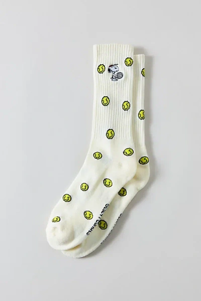 Urban Outfitters Snoopy Tennis Embroidery Crew Sock In Cream, Men's At