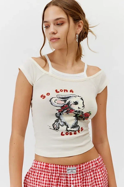 Urban Outfitters So Long Losers Graphic Double Layer Tee In Ivory, Women's At