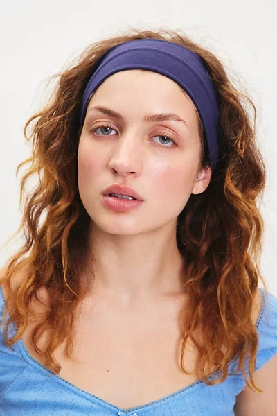 Urban Outfitters Soft & Stretchy Wide Knit Headband Set In Navy/brown, Women's At  In Navy/brown