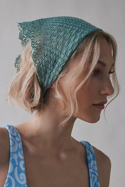 Urban Outfitters Soft Slip-on Crochet Headscarf In Blue Sea, Women's At  In Green