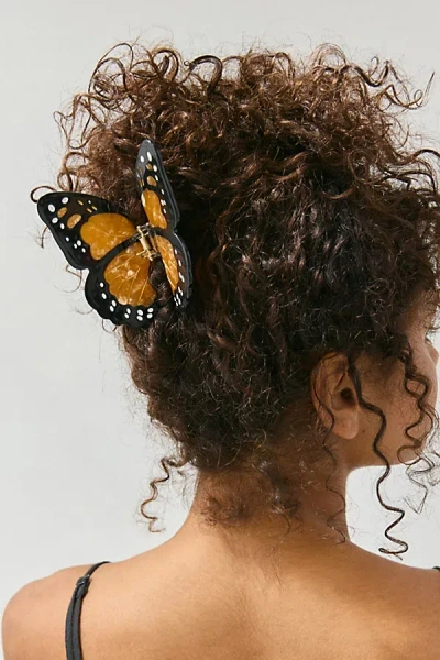 Urban Outfitters Solar Eclipse Hand Painted Claw Clip In Orange Monarch, Women's At  In Black