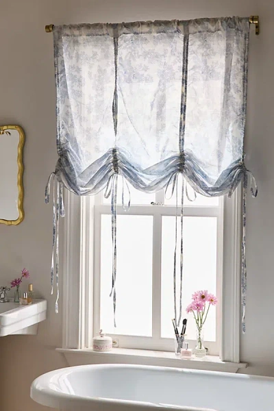 Urban Outfitters Solid Balloon Bow Window Valance Panel In Blue At