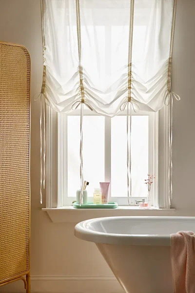 Urban Outfitters Solid Balloon Bow Window Valance Panel In Cream At