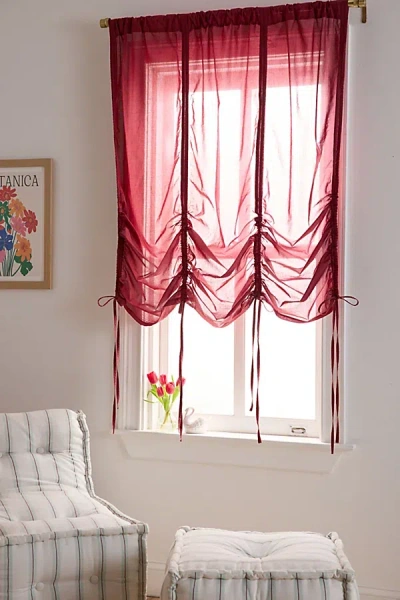 Urban Outfitters Solid Balloon Bow Window Valance Panel In Wine At