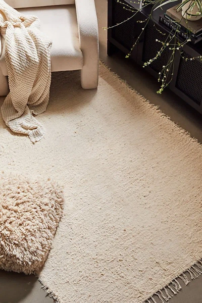 Urban Outfitters Solid Woven Shag Rag Rug In Cream At  In Neutral