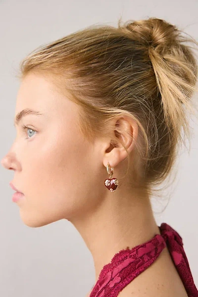 Urban Outfitters Sonia Delicate Heart Charm Huggie Hoop Earring In Gold, Women's At