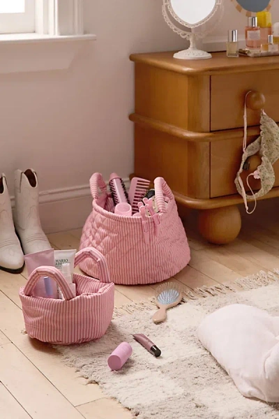 Urban Outfitters Sophie Patterned Puffy Fabric Storage Basket In Pink Combo At