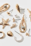 Urban Outfitters Sorrento Shells Pearl Post & Hoop Earring Set In Gold, Women's At  In Gold