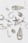 Urban Outfitters Sorrento Shells Pearl Post & Hoop Earring Set In Silver, Women's At