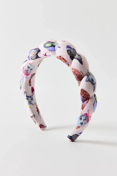 Urban Outfitters Spa Day Bubble Headband In Cat Collage At  In Pink