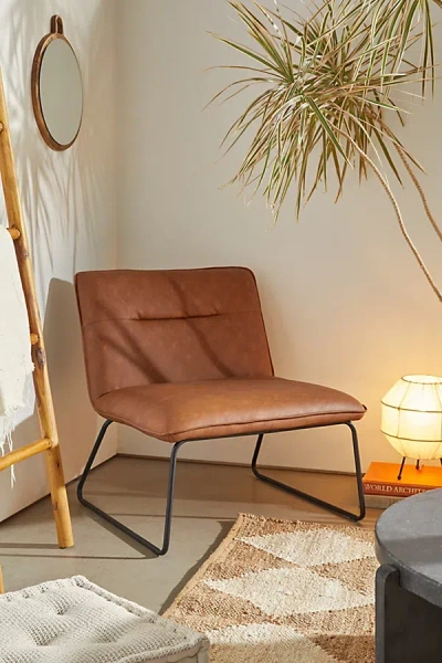 Urban Outfitters Spencer Faux Leather Armless Lounge Chair In Brown At