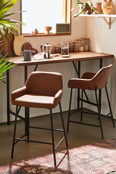 Urban Outfitters Spencer Faux Leather Counter Stool In Brown At
