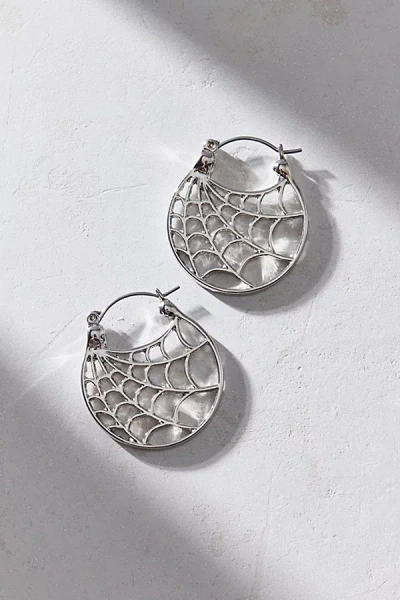 Urban Outfitters Spiderweb Hoop Earring In Silver, Women's At  In Metallic