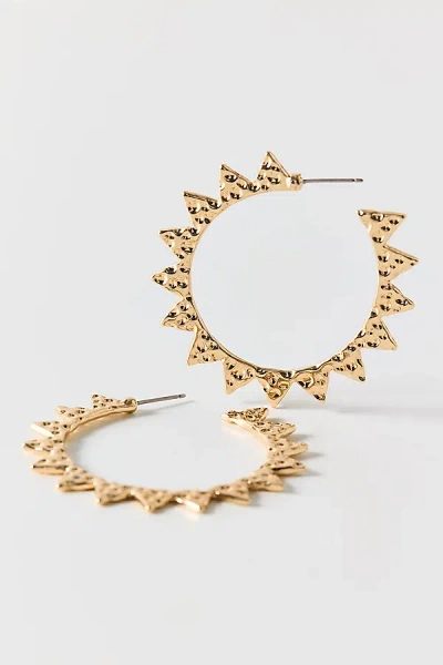 Urban Outfitters Spikey Hammered Metal Hoop Earrings In Gold, Women's At