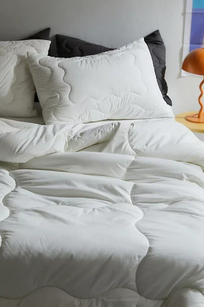 Urban Outfitters Squiggle Percale Super Puff Comforter In White At