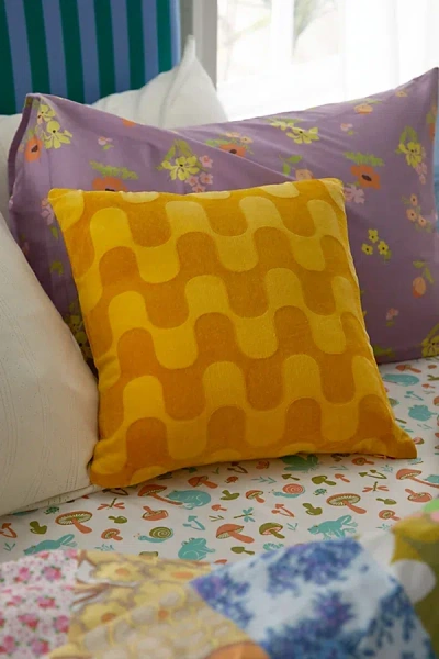 Urban Outfitters Squiggle Throw Pillow In Gold At  In Yellow