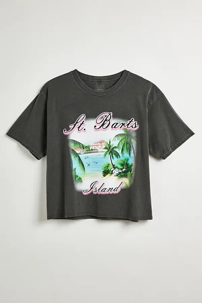 Urban Outfitters St. Barts Cropped Tee In Black, Men's At