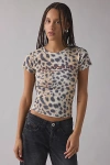 Urban Outfitters St. Moritz Snow Leopard Graphic Baby Tee In Brown, Women's At  In Brown