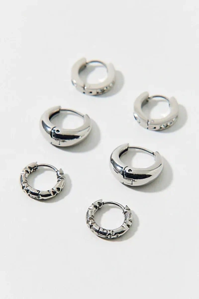 Urban Outfitters Waterproof Mini Hoop Earring Set In Silver, Women's At