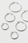 Urban Outfitters Waterproof Thin Hoop Earring Set In Silver, Women's At  In Silver