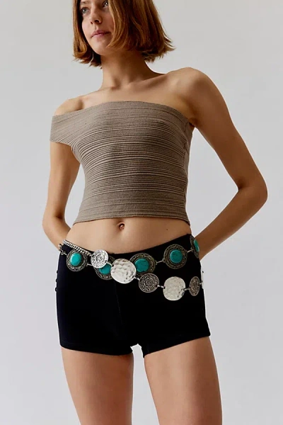 Urban Outfitters Stamped Chain Belt In Silver, Women's At