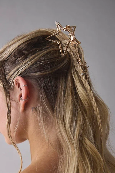 Urban Outfitters Star Charm Dangle Claw Clip In Gold, Women's At