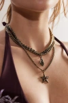 URBAN OUTFITTERS STAR RHINESTONE LAYERED NECKLACE IN GOLD, WOMEN'S AT URBAN OUTFITTERS