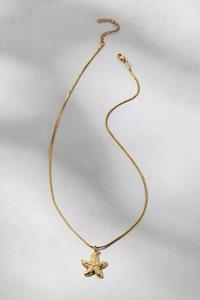 Urban Outfitters Starfish Charm Necklace In Gold, Women's At