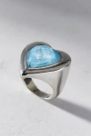 Urban Outfitters Statement Gem Heart Ring In Silver, Women's At  In Metallic