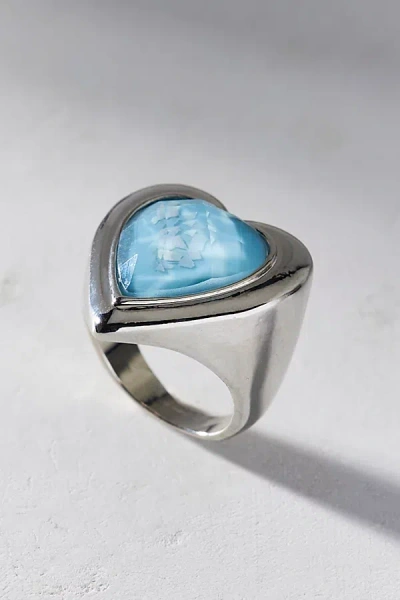 Urban Outfitters Statement Gem Heart Ring In Silver, Women's At  In Metallic
