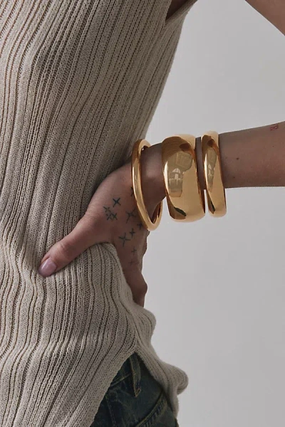 Urban Outfitters Statement Metal Bangle Bracelet Set In Gold, Women's At