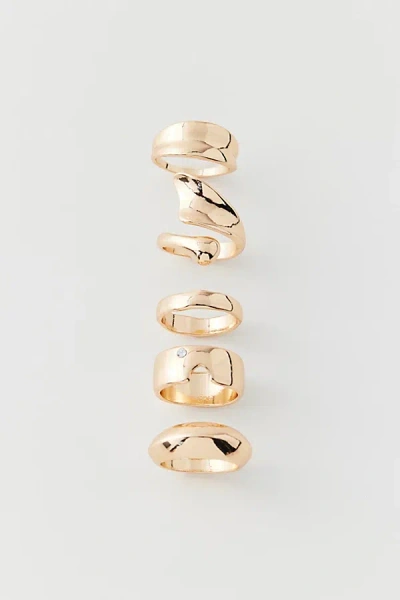 Urban Outfitters Statement Metal Ring Set In Gold, Women's At