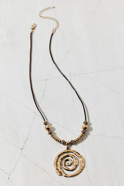 Urban Outfitters Statement Swirl Pendant Cord Necklace In Gold, Women's At