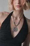 Urban Outfitters Statement Swirl Pendant Cord Necklace In Silver, Women's At