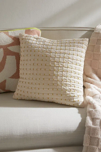 Urban Outfitters Stitchwork Throw Pillow In Cream At  In Neutral