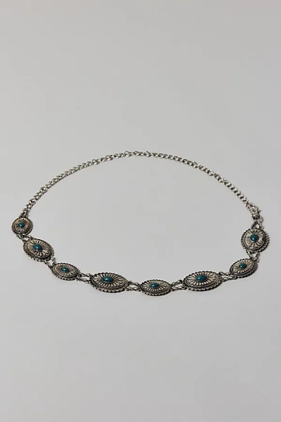 Urban Outfitters Stone Accent Linked Chain Belt In Silver, Women's At