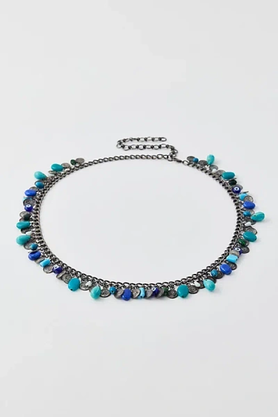Urban Outfitters Stone Chain Belt In Blue Stone/antique Nickel, Women's At  In Multi