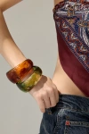 Urban Outfitters Stoney Marbled Bangle Bracelet In Dark Green, Women's At  In Gold