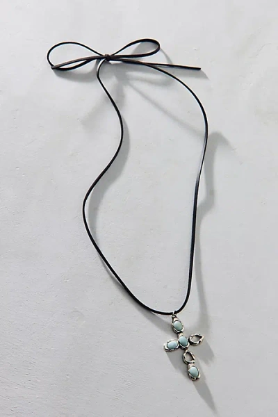 Urban Outfitters Strange Powers Cross Pendant Corded Necklace In Silver, Women's At